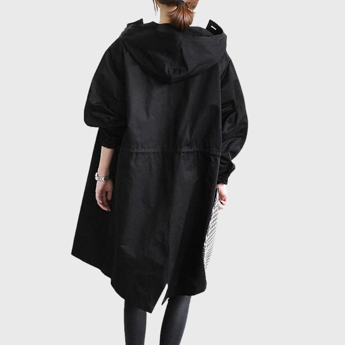 Women's Hooded Trench Coat – Water-Repellent Long Raincoat