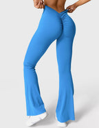 Women's High Waist Scrunch Leggings – Flared Seamless Yoga Leggings