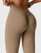 Women's High Waist Scrunch Leggings – Flared Seamless Yoga Leggings