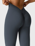 Women's High Waist Scrunch Leggings – Flared Seamless Yoga Leggings