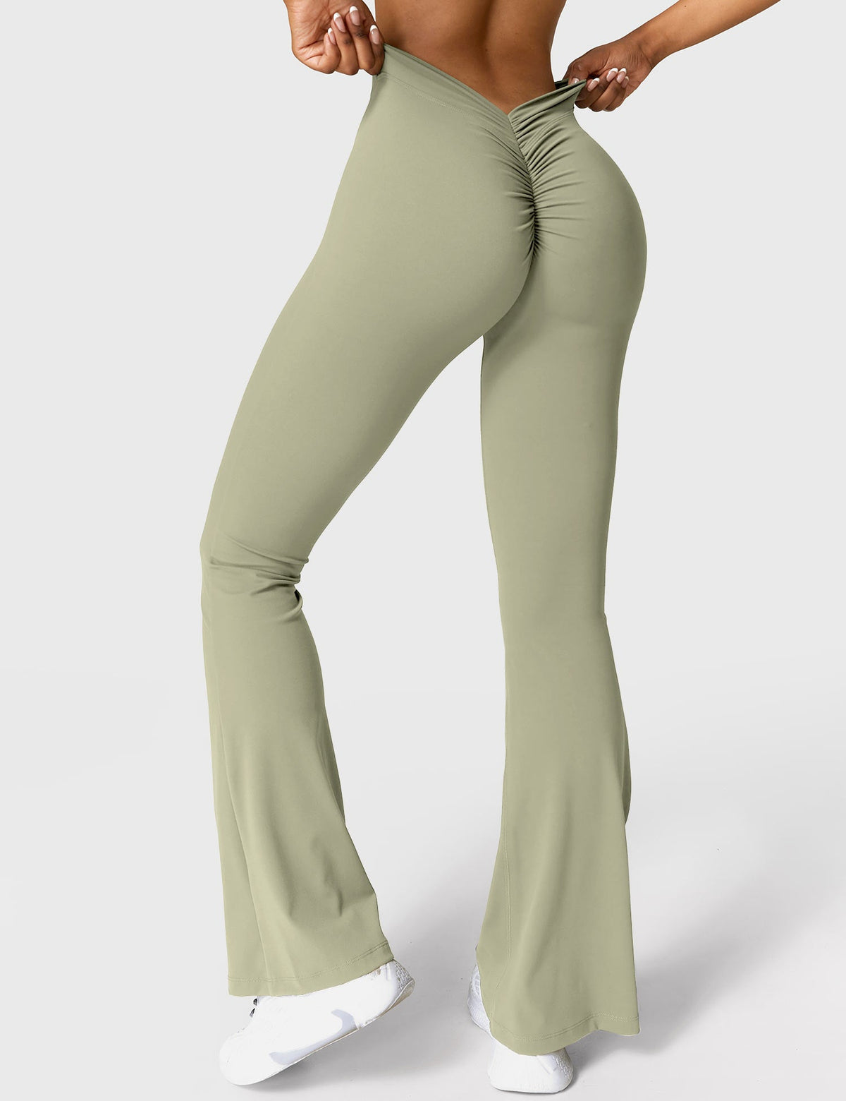 Women's High Waist Scrunch Leggings – Flared Seamless Yoga Leggings