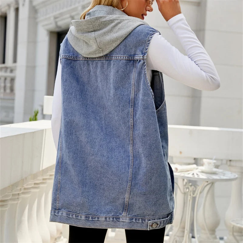 Women's Button Front Jean Vest – Sleeveless Casual Layering Jacket