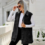 Women's Button Front Jean Vest – Sleeveless Casual Layering Jacket