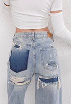 Women's Distressed Jeans – Vintage Straight Leg Jeans